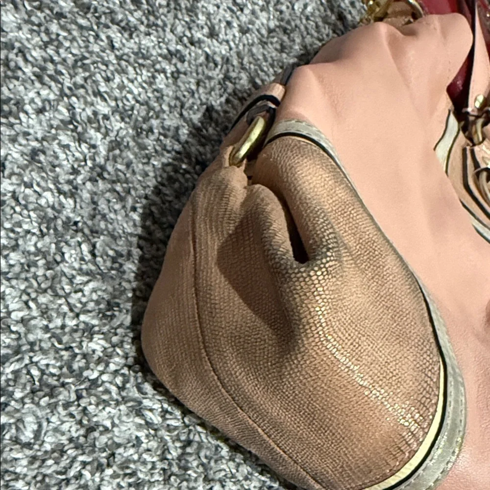 Coach Peach and Tan Leather Pink Shoulder Bag tote purse vintage designer y2k - Picture 11 of 14